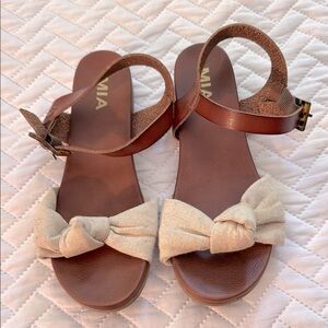 MIA Brown and Cream Sandals with Bow Detail